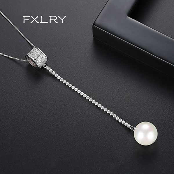 fxlry new design white /gold color zircon long sweater chain pearl pendant necklace for women bridal wedding party jewelry, Silver
fxlry new design white /gold color zircon long sweater chain pearl pendant necklace for women bridal wedding party jewelry, Silver