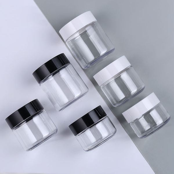 storage bottles & jars 30 x 60g/100g120g clear plastic jar with black/white lid cosmetic containers refillable make up cream packaging
storage bottles & jars 30 x 60g/100g120g clear plastic jar with black/white lid cosmetic containers refillable make up cream packaging