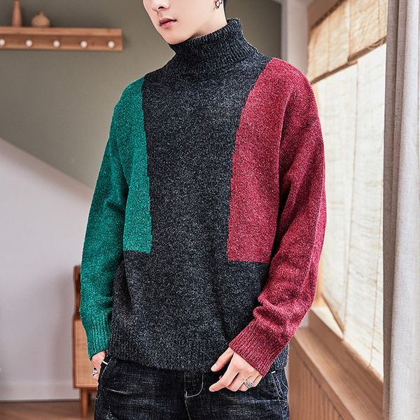 turtleneck sweaters men stitching color simple all-match loose harajuku chic korean mens clothing knitting pullover, White;black
turtleneck sweaters men stitching color simple all-match loose harajuku chic korean mens clothing knitting pullover, White;black