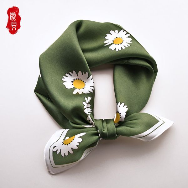 green yellow real silk scarf women printed daisy 50cm small square scarves lovely hair band foulard shawl gift for ladies girls, Blue;gray
green yellow real silk scarf women printed daisy 50cm small square scarves lovely hair band foulard shawl gift for ladies girls, Blue;gray