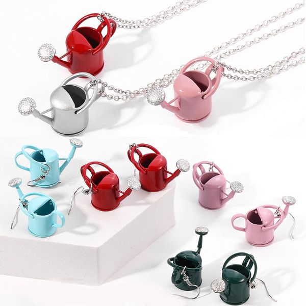 creative teapot watering can cute mini earrings necklace for women funny jewelry set sweet fashion office home charm bijou, Silver
creative teapot watering can cute mini earrings necklace for women funny jewelry set sweet fashion office home charm bijou, Silver
