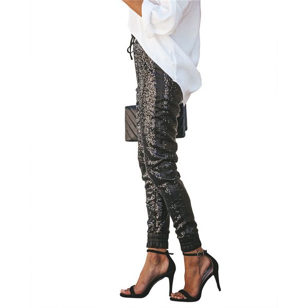 fashion women fashion sequin long pencil pants elastic pu leather high waist drawstring black party ladies trousers streetwear, Black;white
fashion women fashion sequin long pencil pants elastic pu leather high waist drawstring black party ladies trousers streetwear, Black;white