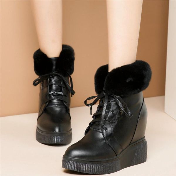 boots 2021 women lace up genuine leather wedges fashion sneakers female pointed toe high heel ankle warm fur casual shoes, Black
boots 2021 women lace up genuine leather wedges fashion sneakers female pointed toe high heel ankle warm fur casual shoes, Black