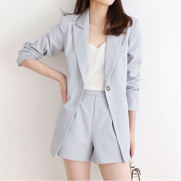 2020 new autumn ladies suit jacket + shorts korean temperament casual professional 2-piece suit female, Gray
2020 new autumn ladies suit jacket + shorts korean temperament casual professional 2-piece suit female, Gray