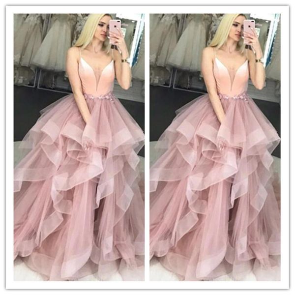 blush pink prom dress spaghetti strap flowers tulle ruffles evening gown girl party dress for graduation custom made robes de soiree, Black;red
blush pink prom dress spaghetti strap flowers tulle ruffles evening gown girl party dress for graduation custom made robes de soiree, Black;red