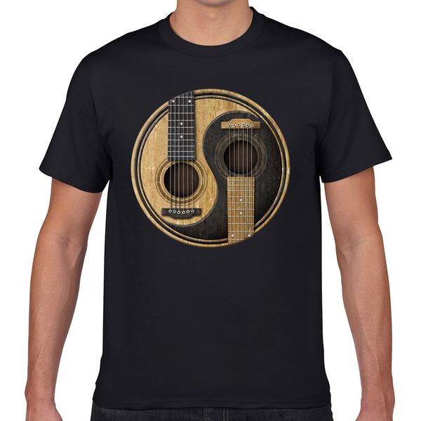 t shirt men acoustic guitars yin yang fashion white geek short male tshirt xxxl