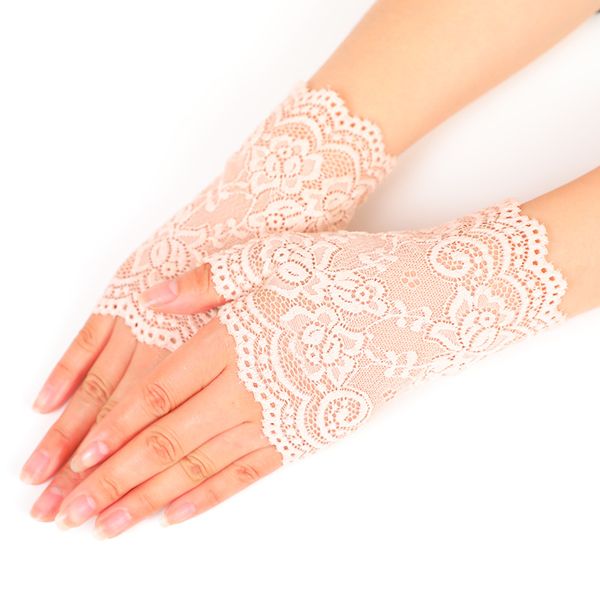 sailor dance lace gloves fingerless dance midi costume gloves, Blue;gray