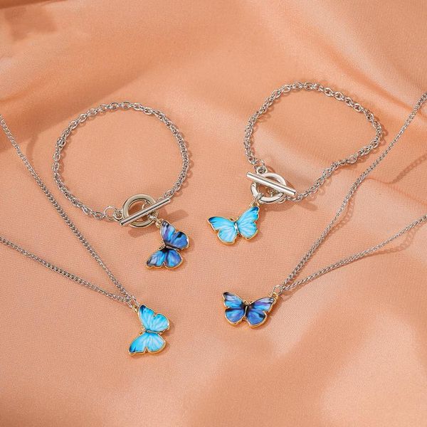 new product gradient butterfly bracelet necklace couple chain jewelry pendant pendants gifts for women trendy animal fashion, Silver
new product gradient butterfly bracelet necklace couple chain jewelry pendant pendants gifts for women trendy animal fashion, Silver