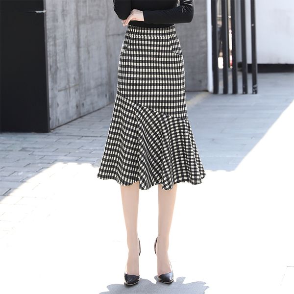 plus size size plaid woolen skirt women new fashion autumn winter package hip ruffles long skirts mermaid vintage female, Black
plus size size plaid woolen skirt women new fashion autumn winter package hip ruffles long skirts mermaid vintage female, Black