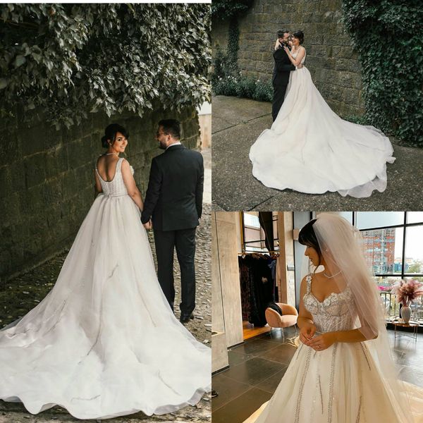 2021 elegant wedding dresses v neck lace appliques beads sequin bridal gowns custom made backless sweep train a-line wedding dress, White
2021 elegant wedding dresses v neck lace appliques beads sequin bridal gowns custom made backless sweep train a-line wedding dress, White