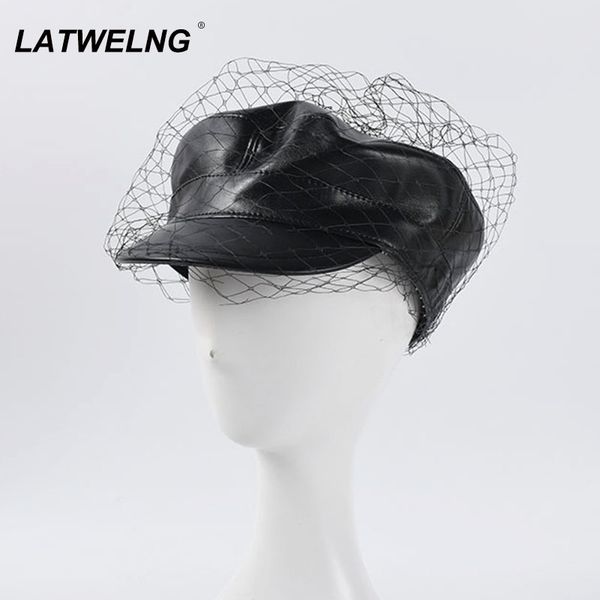 stingy brim hats design arty cap with veil women sboy female autumn winter soft leather pu hat fashion ladies octagonal, Blue;gray
stingy brim hats design arty cap with veil women sboy female autumn winter soft leather pu hat fashion ladies octagonal, Blue;gray