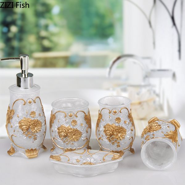 chinese style household resin bathroom supplies bathroom five-piece suit lotion bottle toothbrush cup wedding gifts
chinese style household resin bathroom supplies bathroom five-piece suit lotion bottle toothbrush cup wedding gifts