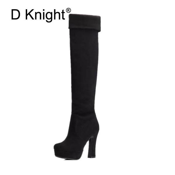 boots ladies casual high heels long fashion flock round toe platform heeled women over the knee female slim, Black
boots ladies casual high heels long fashion flock round toe platform heeled women over the knee female slim, Black