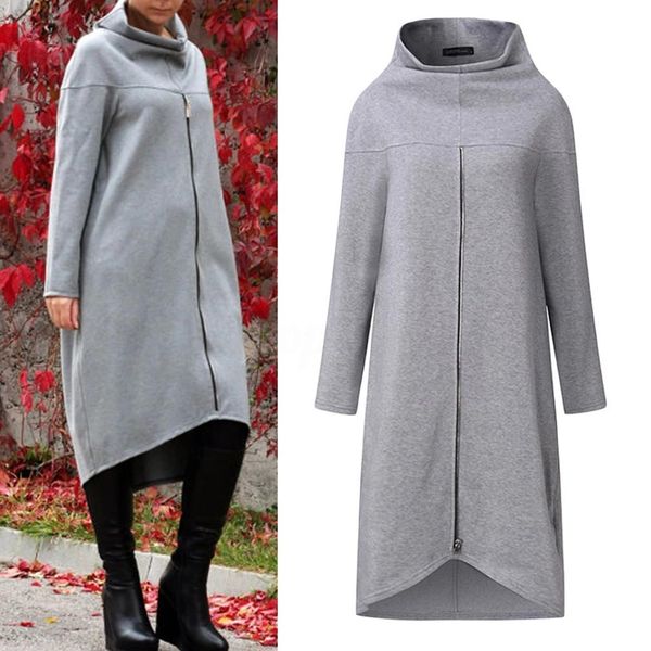women long shirt dress evening party high low asym split sweatshirt dress winter warm thickening plus size zipper pullover, Black
women long shirt dress evening party high low asym split sweatshirt dress winter warm thickening plus size zipper pullover, Black