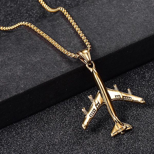 new punk aircraft & airplane pendant necklace for men/women gold color stainless steel necklaces male fashion jewelry gift 2020, Silver
new punk aircraft & airplane pendant necklace for men/women gold color stainless steel necklaces male fashion jewelry gift 2020, Silver