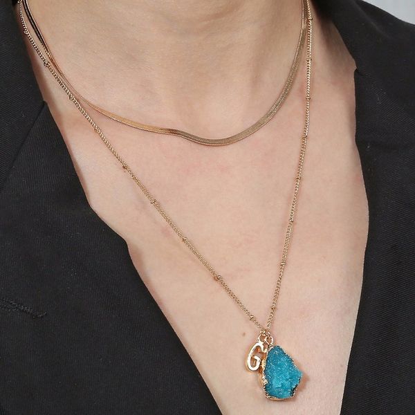 fashion popular imitation natural stone crystal pendant necklace letter choker necklace multi-layer simple, Silver
fashion popular imitation natural stone crystal pendant necklace letter choker necklace multi-layer simple, Silver