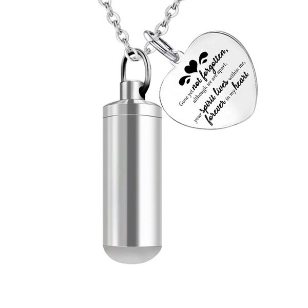 stainless steel cylinder cremation ashes urn jewelry necklace ashes pendant keepsake with fill kit velvet bag, Silver
stainless steel cylinder cremation ashes urn jewelry necklace ashes pendant keepsake with fill kit velvet bag, Silver