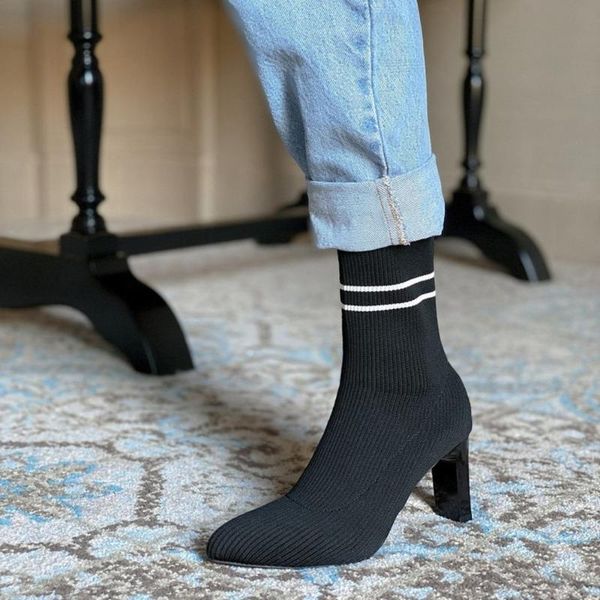 womens pointy toe knitted knitting ankle boots strange high heel pull on shoes stretchy new 3colors 2020, Black 
womens pointy toe knitted knitting ankle boots strange high heel pull on shoes stretchy new 3colors 2020, Black