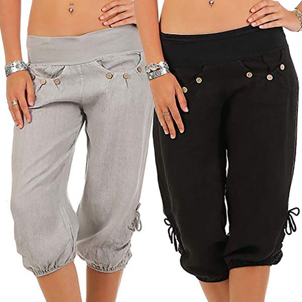 2020 women summer solid harem shorts loose knee length trousers female soft elastic waist capris plus size 3xl, White;black
2020 women summer solid harem shorts loose knee length trousers female soft elastic waist capris plus size 3xl, White;black
