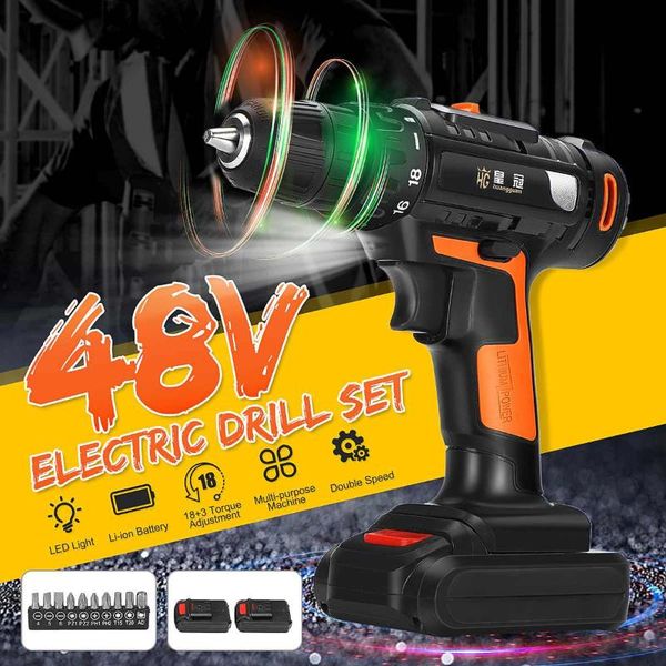 48v electric drill cordless rechargeable driver drill screw set repair tools kit 2-speed 18+1 torque setting high efficiency
48v electric drill cordless rechargeable driver drill screw set repair tools kit 2-speed 18+1 torque setting high efficiency
