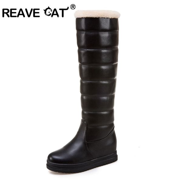 reave cat snow boots warm woman knee-high boots famale pu slip-on footwear waterproof shoes snow plush solid bottines a175, Black
reave cat snow boots warm woman knee-high boots famale pu slip-on footwear waterproof shoes snow plush solid bottines a175, Black
