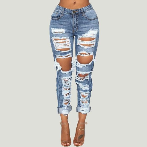 hole boyfriend jeans women high waist elastic ripped mom jeans streetwear slim denim pencil pants ladies skinny trouser, Blue
hole boyfriend jeans women high waist elastic ripped mom jeans streetwear slim denim pencil pants ladies skinny trouser, Blue