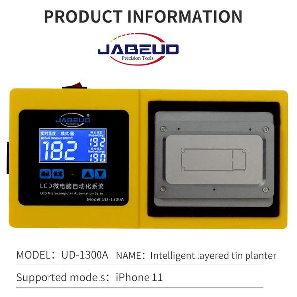 jabe ud-1300a b for 11/11 pro max intelligent air gun-layered tin planting heating station lamination integration
jabe ud-1300a b for 11/11 pro max intelligent air gun-layered tin planting heating station lamination integration