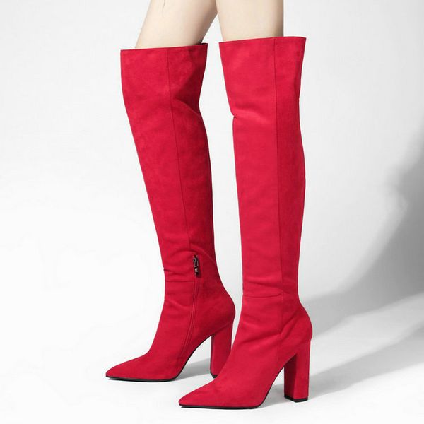 boots black red gray women over the knee flock thick high heel pointed toe long fashion zipper ladies winter shoes
boots black red gray women over the knee flock thick high heel pointed toe long fashion zipper ladies winter shoes