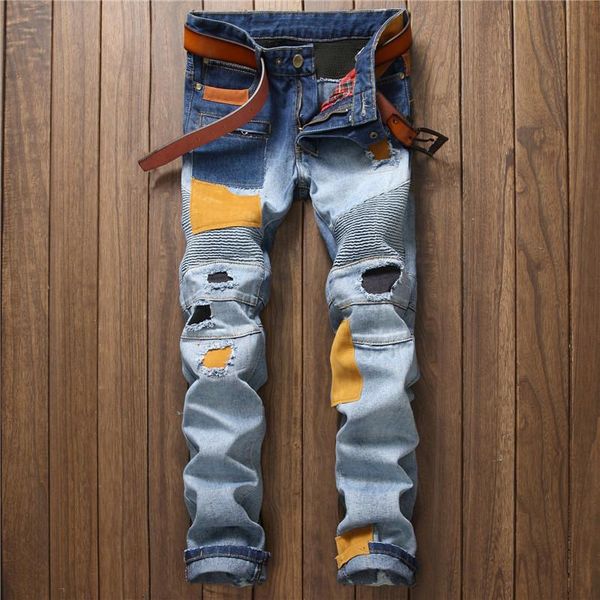 hip hopdesign brand jeans for men's straight fashion hole ripped distressed moto bike vintage jean plus size kg-200, Blue
hip hopdesign brand jeans for men's straight fashion hole ripped distressed moto bike vintage jean plus size kg-200, Blue