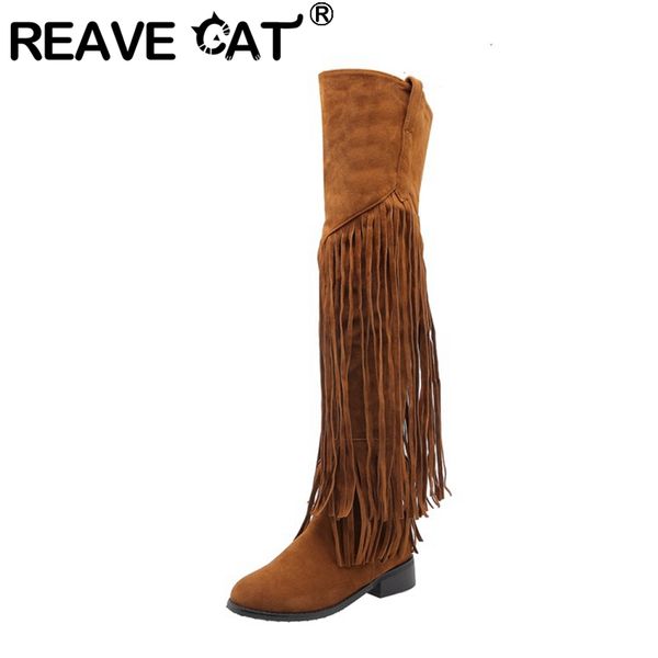 boots reave cat woman winter warm slim over knee round toe square heel flock zipper tassel plus size 32-46 leisure casual a2785, Black
boots reave cat woman winter warm slim over knee round toe square heel flock zipper tassel plus size 32-46 leisure casual a2785, Black
