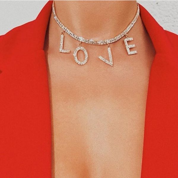 chokers love women rhinestone choker necklace party evening letter charm clavicle diy custom jewelry drop, Golden;silver
chokers love women rhinestone choker necklace party evening letter charm clavicle diy custom jewelry drop, Golden;silver