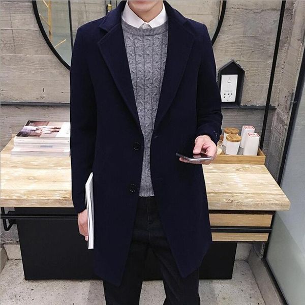 men's wool & blends autumn and winter larger size men clothing long section of the solid color windbreaker korean version lapel coat/m-, Black
men's wool & blends autumn and winter larger size men clothing long section of the solid color windbreaker korean version lapel coat/m-, Black