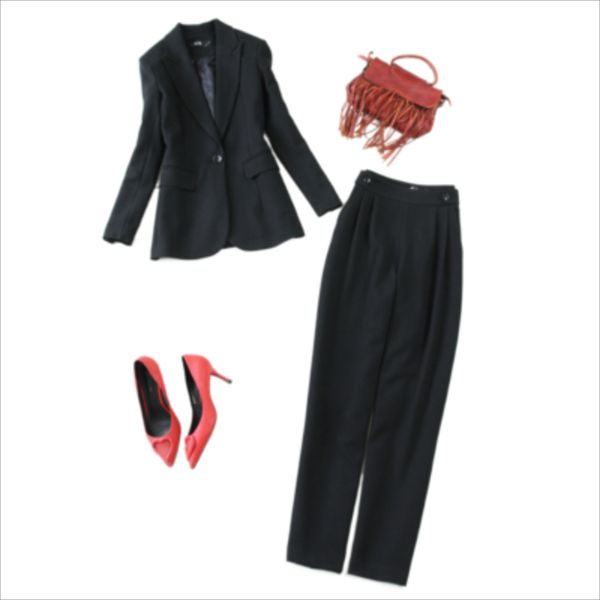 women's two piece pants black lapel lady suit set spring winter slim professional 2 pant women, White
women's two piece pants black lapel lady suit set spring winter slim professional 2 pant women, White