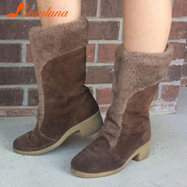 boots karin 2021 design big size 43 thick heels mid calf woman shoes slip on add fur warm plush concise autumn, Black
boots karin 2021 design big size 43 thick heels mid calf woman shoes slip on add fur warm plush concise autumn, Black