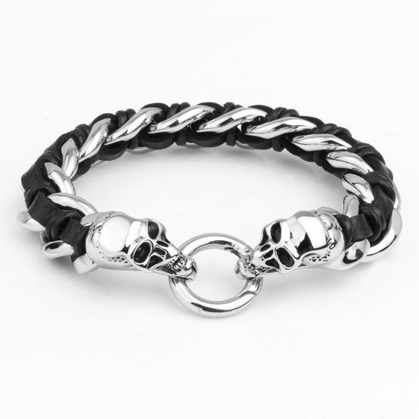 charm bracelets skull 316l stainless steel chain leather bracelet punk biker skeleton for men rock accessory gift, Golden;silver
charm bracelets skull 316l stainless steel chain leather bracelet punk biker skeleton for men rock accessory gift, Golden;silver