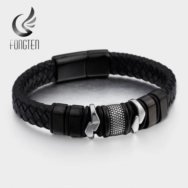 charm bracelets fongten retro leather bracelet men stainless steel vintage black weave man fashion jewelry, Golden;silver
charm bracelets fongten retro leather bracelet men stainless steel vintage black weave man fashion jewelry, Golden;silver
