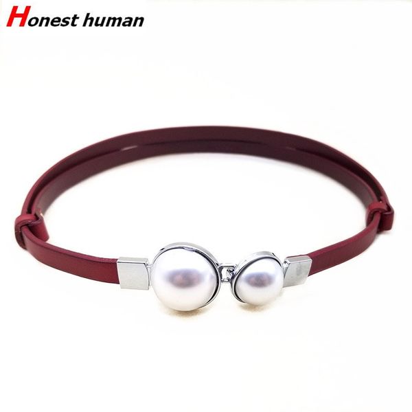 women genuine leather belt fashion pearl buckle adjustable thin belts for dress decorative female waist strap black, Black;brown
women genuine leather belt fashion pearl buckle adjustable thin belts for dress decorative female waist strap black, Black;brown