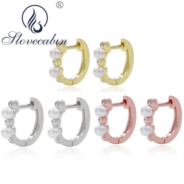 slovecabin authentic 925 sterling silver pearl huggie hoop earrings for women engagement silver wedding fine jewelry accessories, Golden;silver
slovecabin authentic 925 sterling silver pearl huggie hoop earrings for women engagement silver wedding fine jewelry accessories, Golden;silver
