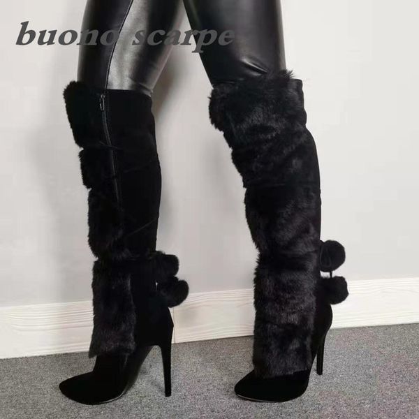 2020 winter strap high boots women's boots comfortable warm thick fur ball noble elegant snow, Black
2020 winter strap high boots women's boots comfortable warm thick fur ball noble elegant snow, Black