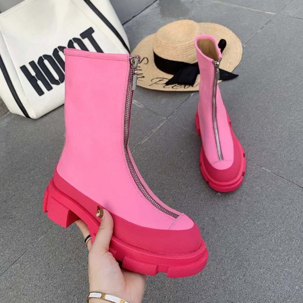honey pink platform women's boots handsome front zipper military combat booties real leather thick sole motorcycle boots, Black
honey pink platform women's boots handsome front zipper military combat booties real leather thick sole motorcycle boots, Black