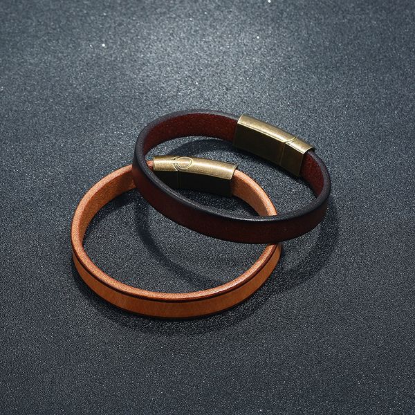 classic black brown genuine leather bracelet personality stainless steel bangle magnet clasp men vintage jewelry accessories, Golden;silver
classic black brown genuine leather bracelet personality stainless steel bangle magnet clasp men vintage jewelry accessories, Golden;silver