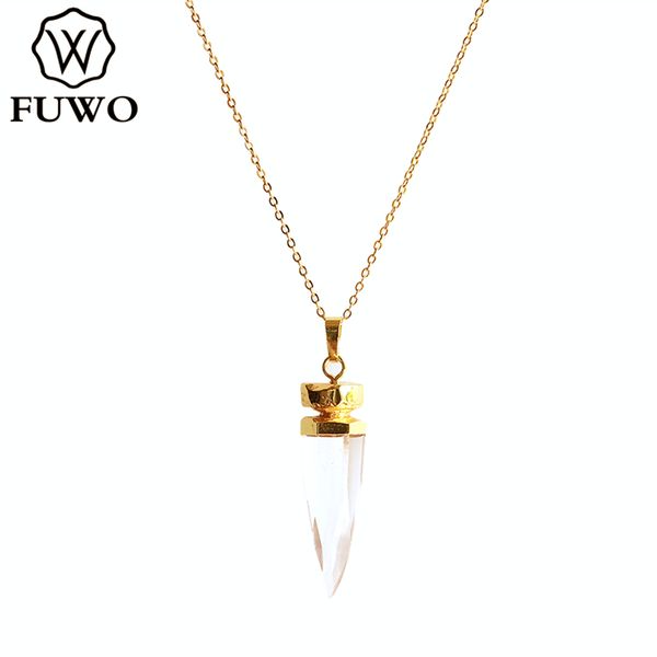 fuwo fashion design clear quartz necklace with gold trimmed brass chain for women raw crystal quartz long chain jewelry nc259, Silver
fuwo fashion design clear quartz necklace with gold trimmed brass chain for women raw crystal quartz long chain jewelry nc259, Silver