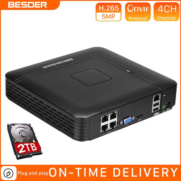 besder 4ch h.265 5mp poe nvr active 48v poe video recorder nvr onvif 4 channels security dvr, Black;white
besder 4ch h.265 5mp poe nvr active 48v poe video recorder nvr onvif 4 channels security dvr, Black;white