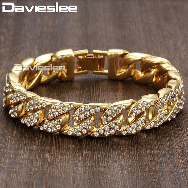 davieslee 14mm 20cm mens bracelet for women jewelry iced out curb cuban chain yellow gold filled paved rhinestones gb403, Black
davieslee 14mm 20cm mens bracelet for women jewelry iced out curb cuban chain yellow gold filled paved rhinestones gb403, Black