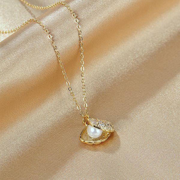simulated pearl necklace chain stainless steel pendant shell necklaces women girl simple zircon rose gold color choker jewelry, Silver
simulated pearl necklace chain stainless steel pendant shell necklaces women girl simple zircon rose gold color choker jewelry, Silver