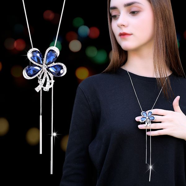 pendant necklaces long necklace sweater chain fashion fine metal blue crystal rhinestone flower adjusted, Silver
pendant necklaces long necklace sweater chain fashion fine metal blue crystal rhinestone flower adjusted, Silver