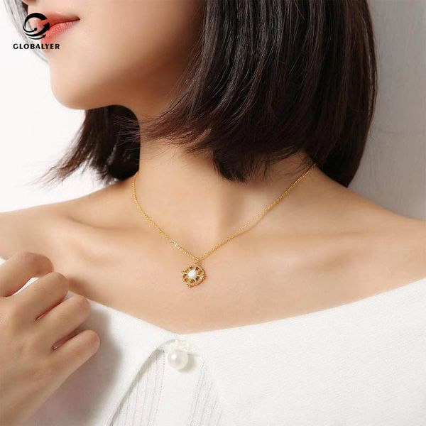 new type jewelry compass necklace female with gorgeous inlaid opal pendant female necklace gift for girls or women 317, Silver
new type jewelry compass necklace female with gorgeous inlaid opal pendant female necklace gift for girls or women 317, Silver
