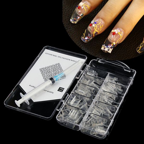 100pcs aquarium style nail tips aqua nail art tips clear aquarium false water tank liquid half nail tips with syringe injector, Red;gold
100pcs aquarium style nail tips aqua nail art tips clear aquarium false water tank liquid half nail tips with syringe injector, Red;gold