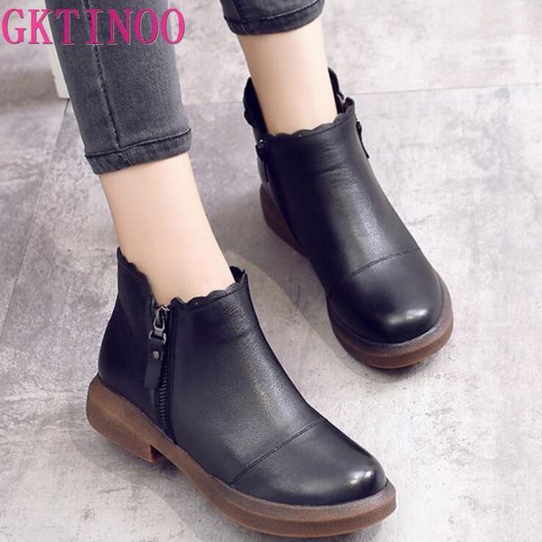 boots 2021 women genuine leather winter vintage style flat booties soft cowhide women's shoes side zip ankle zapatos mujer, Black
boots 2021 women genuine leather winter vintage style flat booties soft cowhide women's shoes side zip ankle zapatos mujer, Black