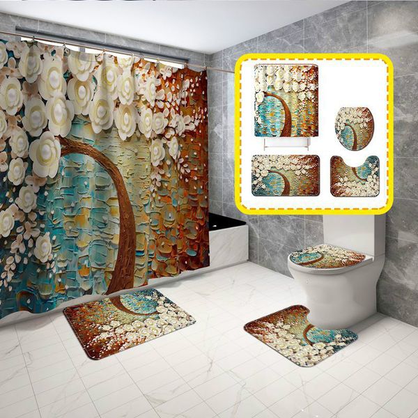 cilected new pearl carved shower curtain floor mat 4pcs/set bathroom creative curtains toilet anti-slip carpet home decoration
cilected new pearl carved shower curtain floor mat 4pcs/set bathroom creative curtains toilet anti-slip carpet home decoration